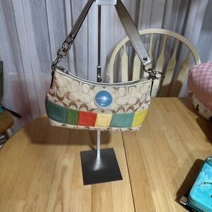 Coach 2011 EUC Beige and Multicolor Stripe Shoulder Bag